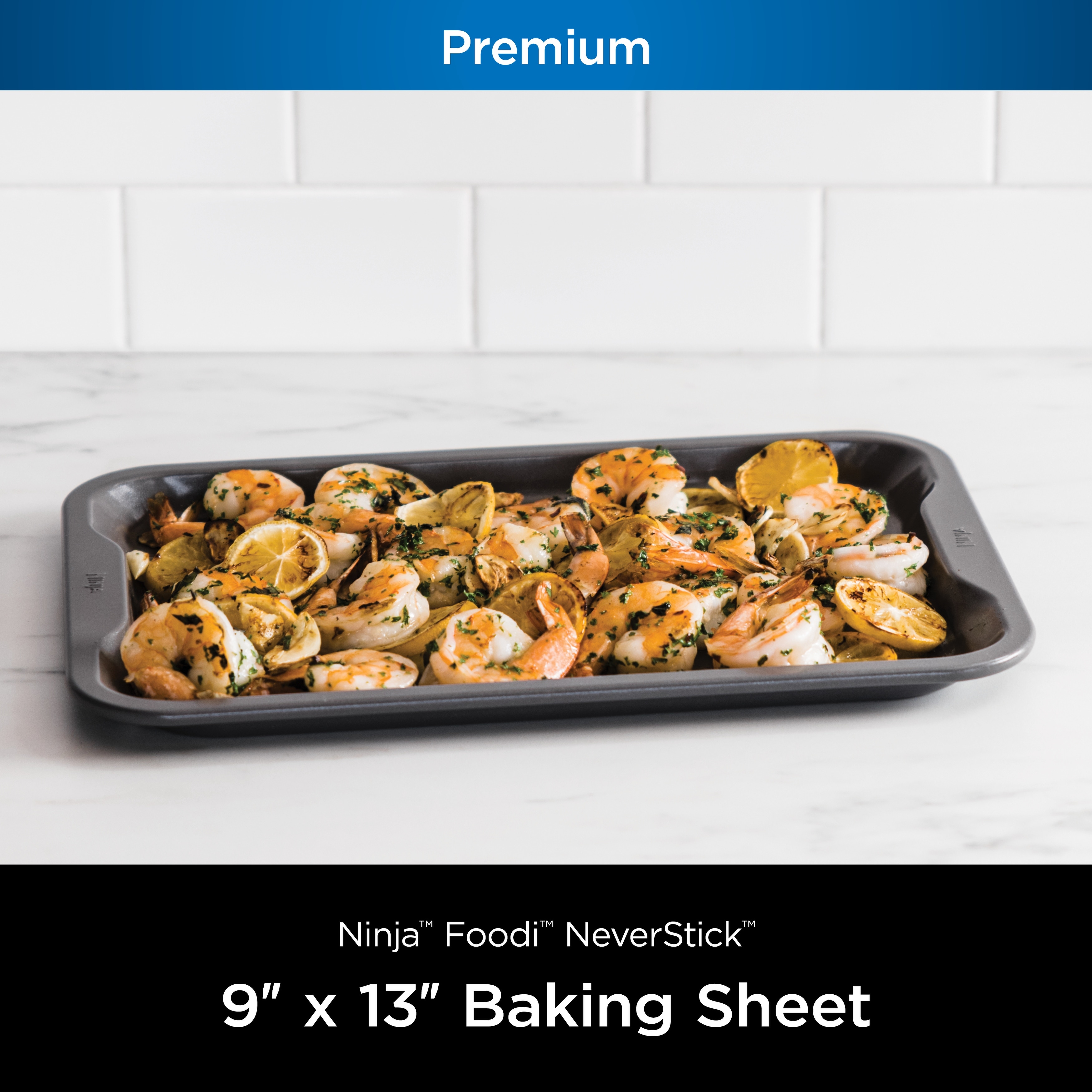Ninja B30015 Foodi NeverStick Premium 10 Inch X 15 Inch Baking Sheet Nonstick Oven Safe Up To 5000F Dishwasher Safe Grey