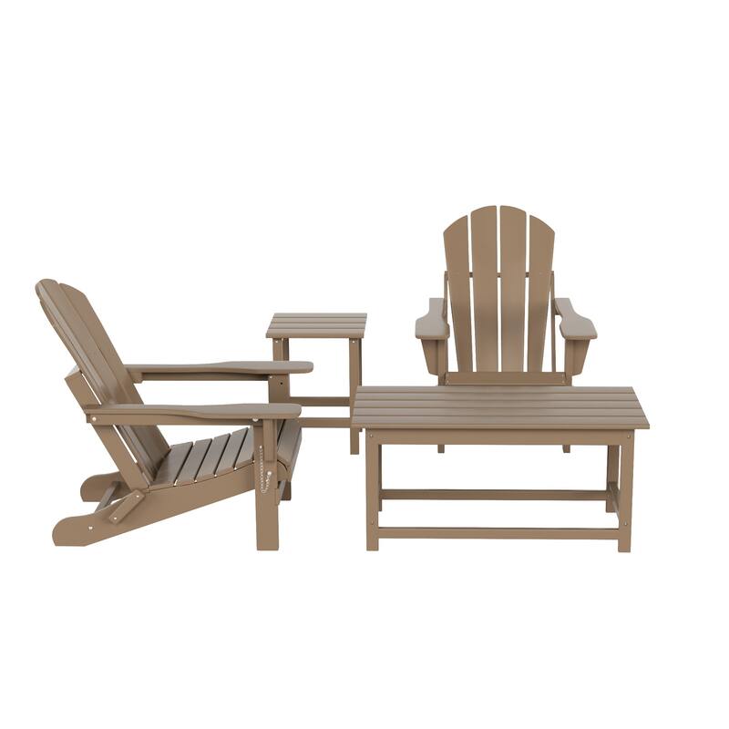 Laguna Hdpe All Weather Outdoor Patio Foldable Adirondack Chairs Conversation Set (4-Piece Set)