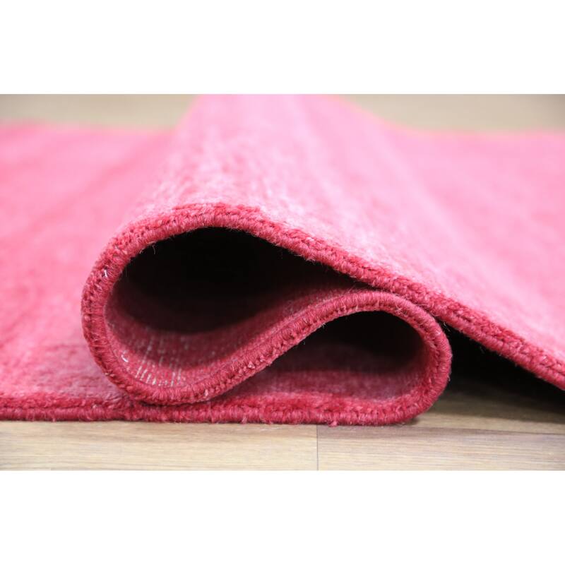 Hand Knotted Oriental 100% Wool Carpet Modern Solid Red Gabbeh Area Rug - 9' 2'' X 6' 1''