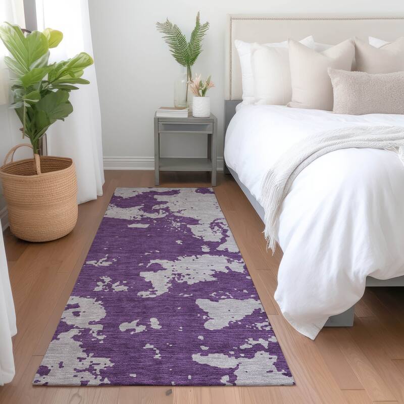 Premium Washable Super Soft Absstract Contempo Mayfield Rug - Purple - 2'3" x 7'6"