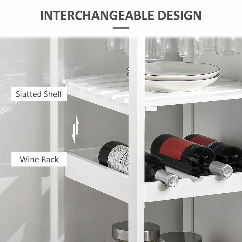 Rolling Kitchen Island with Storage, Wine Rack, Shelves, Drawer, and Cabinet