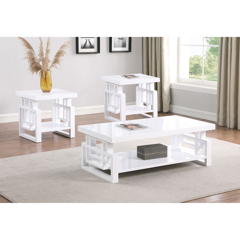 Schmitt Coffee And End Table Set White High Gloss - 3-Piece Set