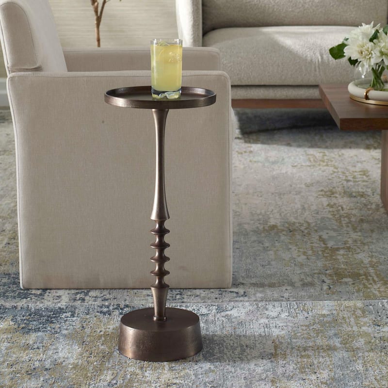 Strick & Bolton Bronze Antique Aluminum Iron Round Accent Table