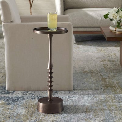 Strick & Bolton Bronze Antique Aluminum Iron Round Accent Table
