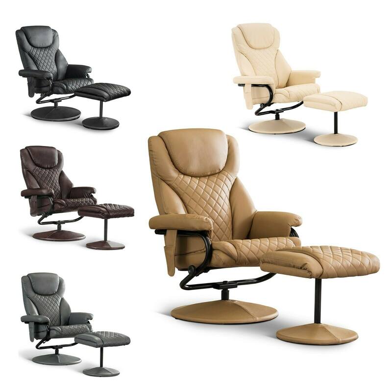 MCombo Faux Leather Swivel Massage Recliner with ottoman