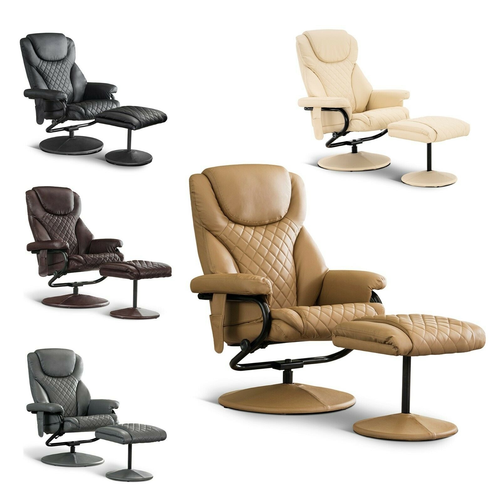 Mcombo stressless recliner with ottoman chair accent recliner chair with vibration massage top