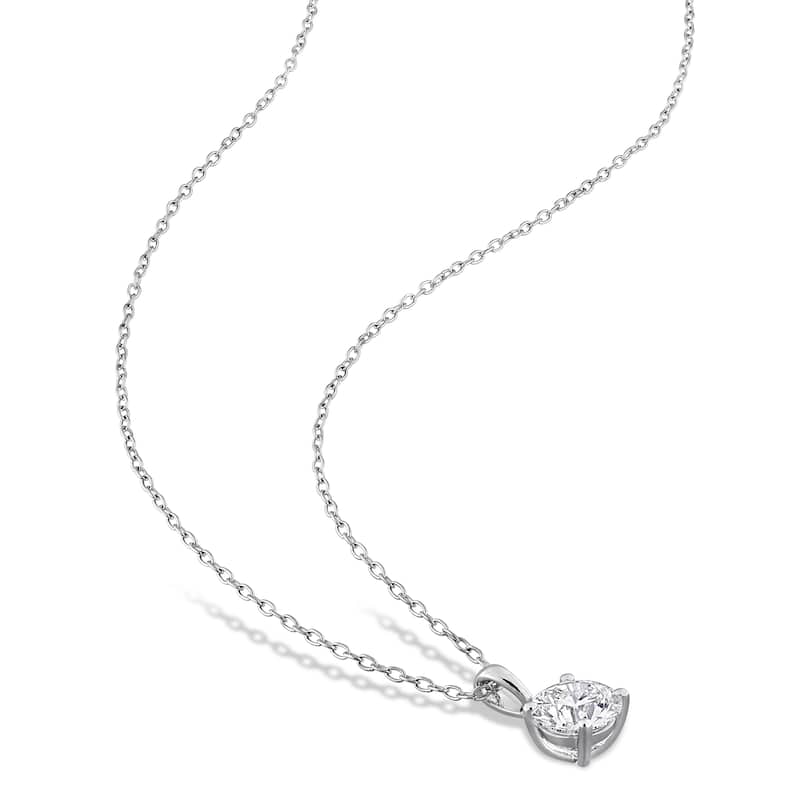 Miadora Sterling Silver Lab Grown Diamond Solitaire Necklace 1/10 to 1ct tw (GH VS1;VS2)