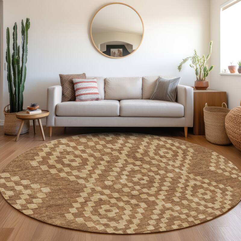 Premium Washable Super Soft Moroccan Modern Mayfield Rug - Paprika - 8' x 8'