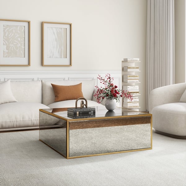 slide 2 of 8, Vintage Mirror Square Coffee Table Silver