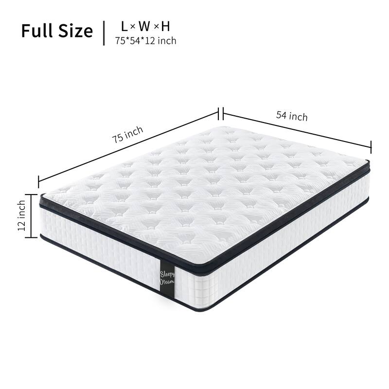 GDFStudio - Mireille 12 Inch Memory Foam Euro-Top Mattress with Reinforced Pocket Springs