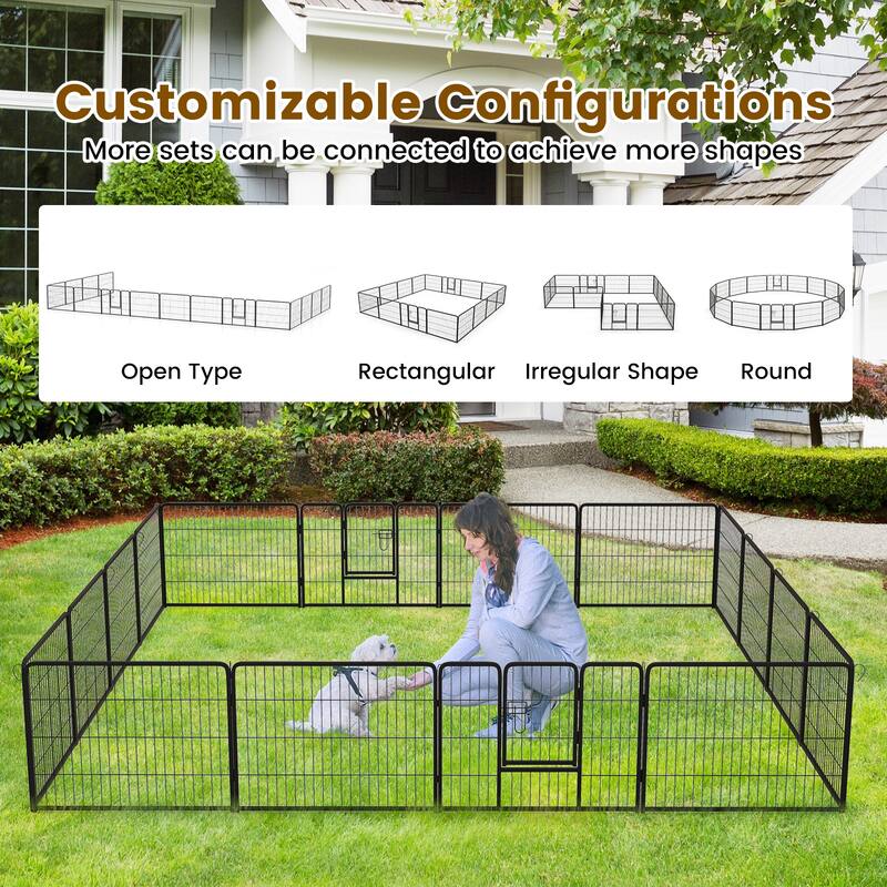 16 Panel Dog Playpen with Lockable Door for Safe Pet Space