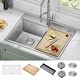 preview thumbnail 90 of 150, KRAUS Kore Workstation Drop-In Stainless Steel Kitchen Sink Double Basin 30" L x 22" W (sink KWT302-30) - Stainless Steel