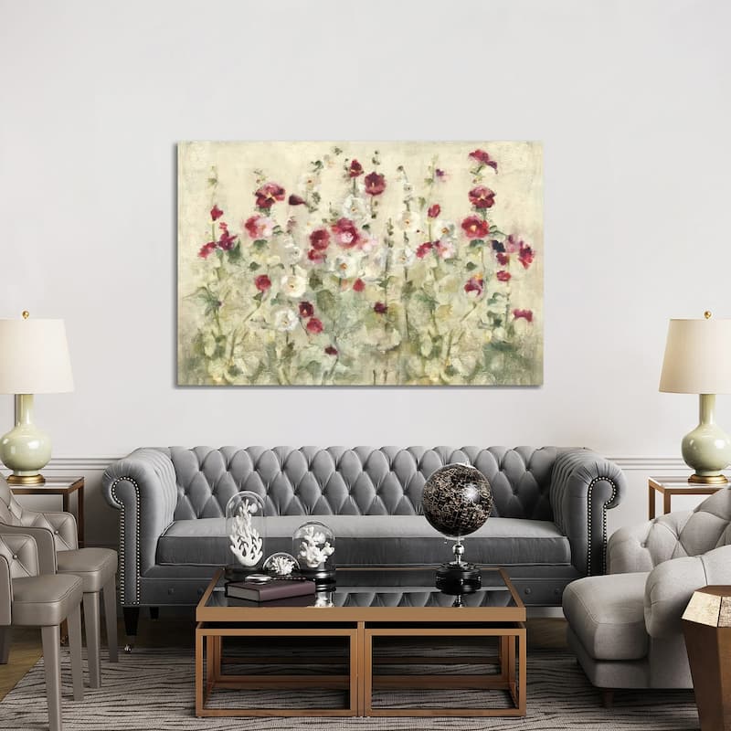 iCanvas "Hollyhocks Row Cool" by Cheri Blum Canvas Print