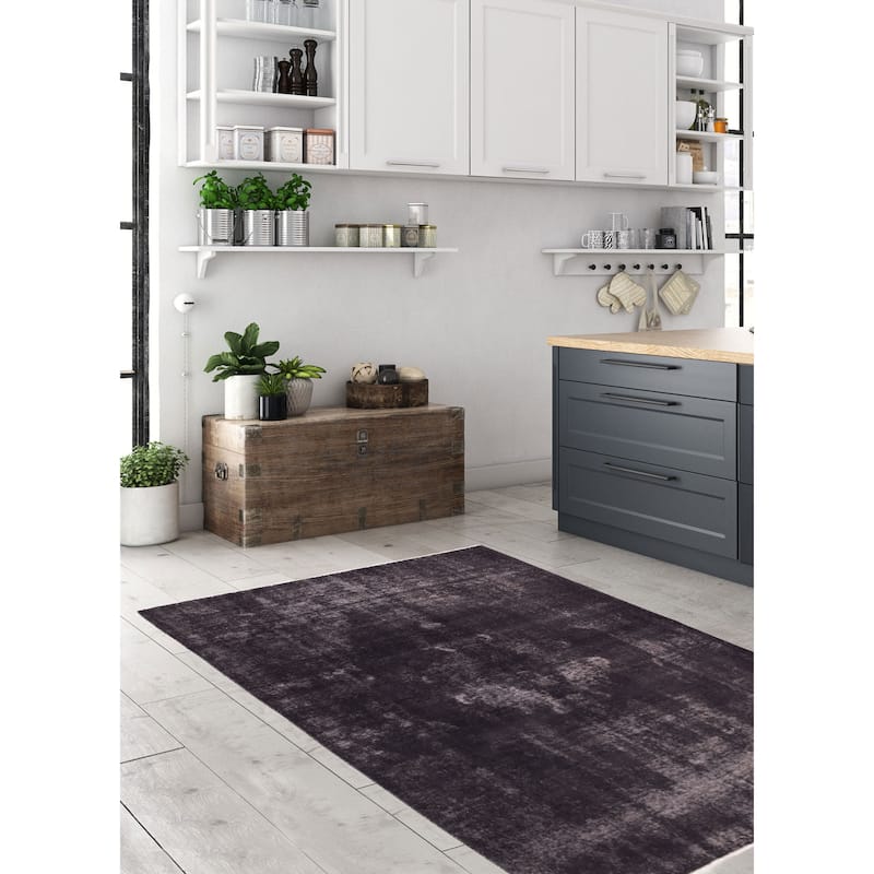 ECARPETGALLERY Hand-knotted Color Transition Black Wool Rug - 6'11 x 9'7