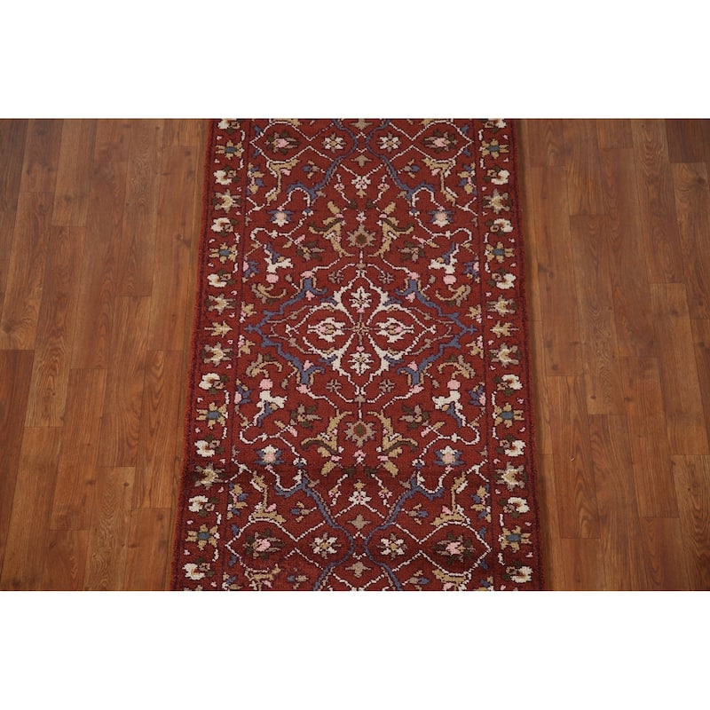 All-Over Orange Heriz Serapi Indian Area Rug Handmade Wool Carpet - 2'7"x 5'11"