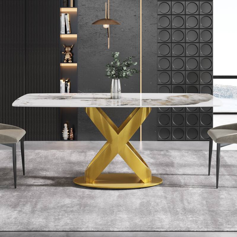71'' Modern Rectangular Sintered Stone Dining Table for 8