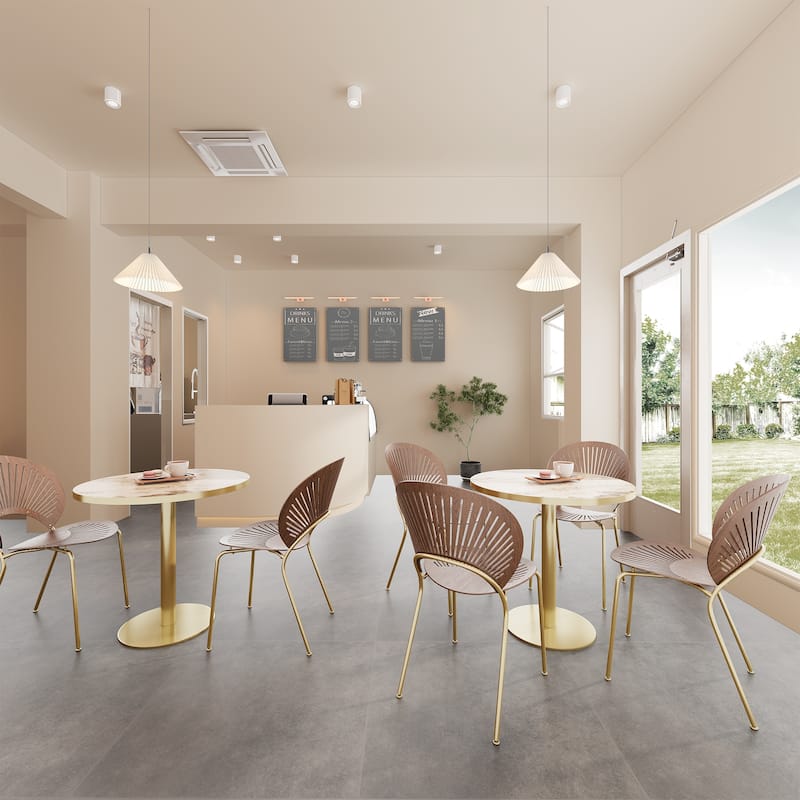 Square Modern Dinning Table 31.5 inches Bistro Table Tulip Table with Faux Marble top, Sturdy Metal Frame Diameter