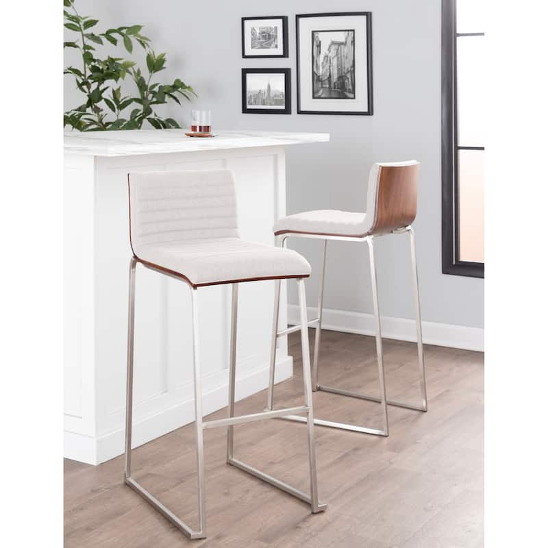 Silver Orchid Magda 30" Fixed-Height Upholstered Bar Stool (Set of 2)