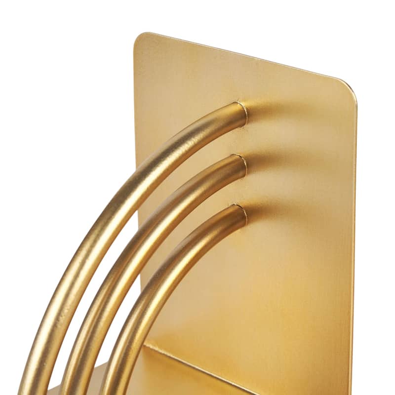HomeRoots Set of Two Gold Metal Geo Arch Decorative Bookends - 5.91 in. x 5.91 in. x 4.72 in.