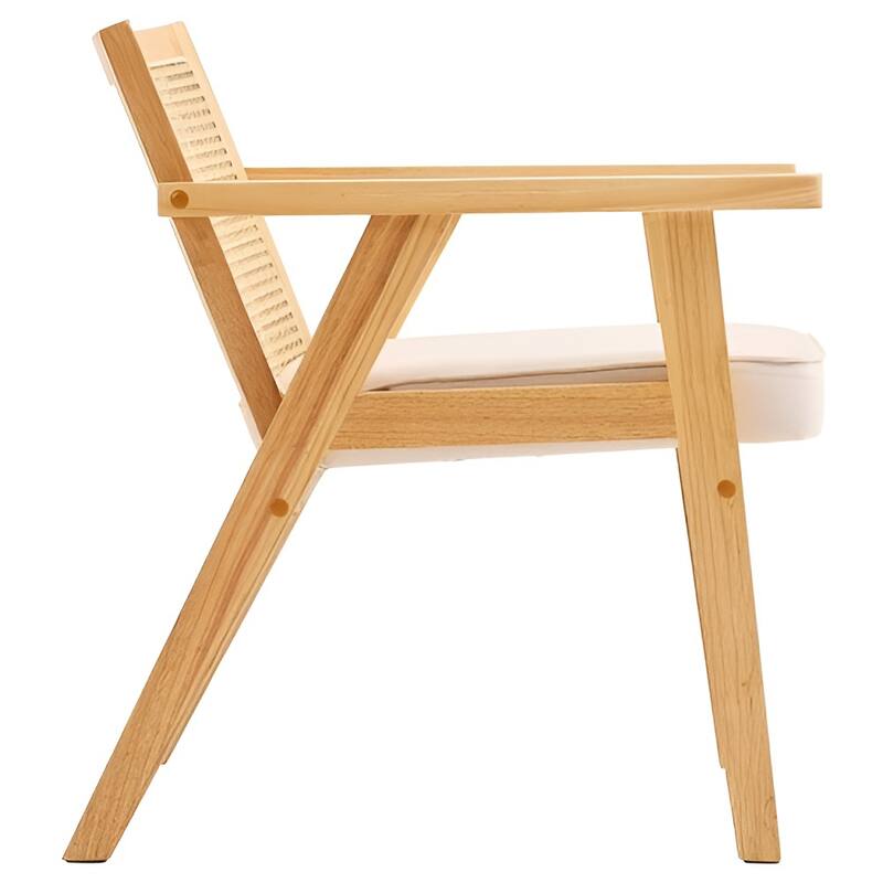 Mid-Century PE Rattan Accent Chair Solid Wood Frame - 25.20" x 26.38" x 30.31"