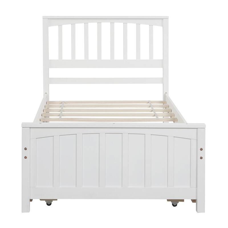 Twin size Wood Platform Bed with Trundle