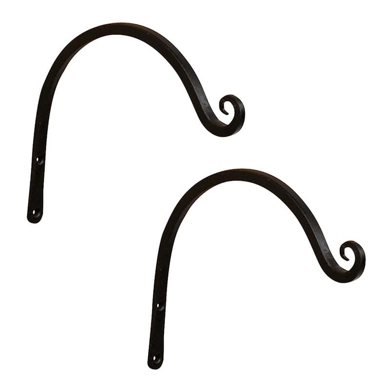 Achla Designs Set of 2 Wall Mounted Up Curled Brackets, Black Powder Coat Finish - 8 Inch Tall