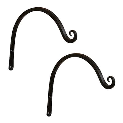 Achla Designs Set of 2 Wall Mounted Up Curled Brackets, Black Powder Coat Finish