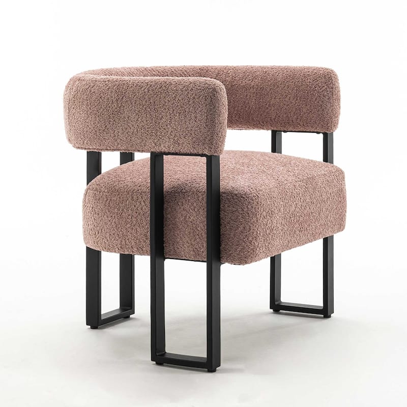 Upholstered Teddy Velvet Accent Chair, Modern Boucle Armchair