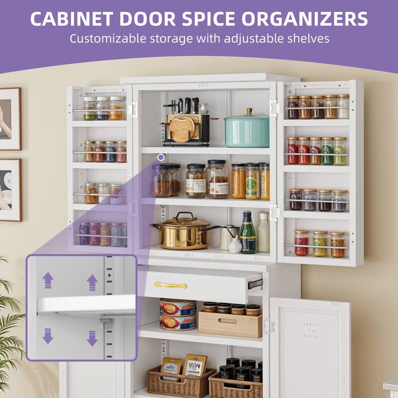 72" Tall Metal Storage Cabinet Organizer for Bathroom, Kitchen & Living Room