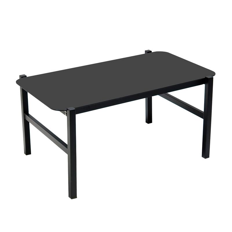 4-Piece Modular Outdoor Patio Sofa Set with Tempered Glass Coffee Table, PE Wicker and Iron Frame Seating
