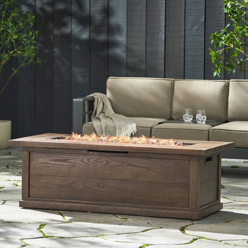 56 in. W x 26 in. D x 19 in. H Rectangle Metal Propane Burning Outdoor Fire Pit