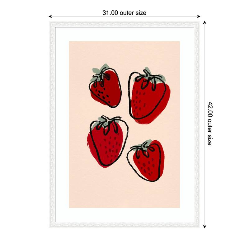 Berry Delight Sketch by Treechild Wood Framed Wall Art Print - 31 x 42 in