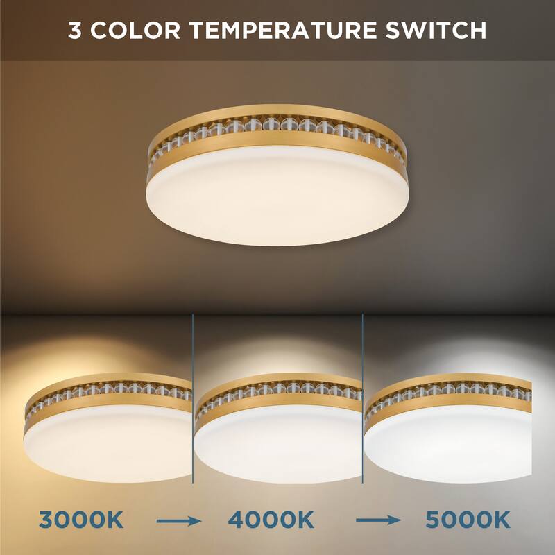 Carey Integrated LED Brushed Gold Flush Mount with CCT Switch