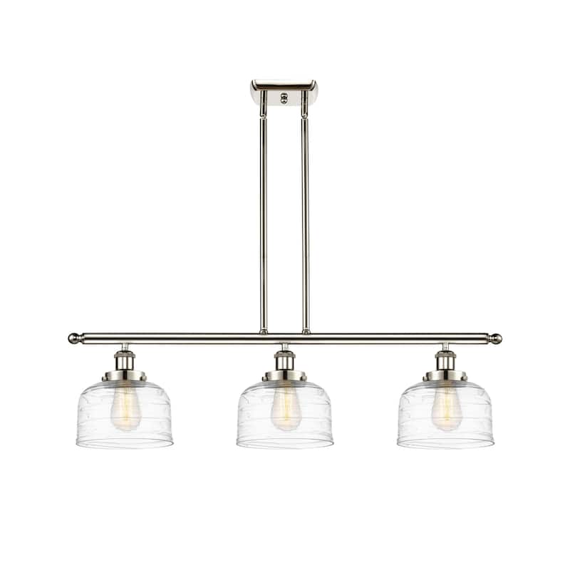Innovations Lighting 916-3I-11-36 Bell Linear Bell 3 Light 36" Wide - Polished Nickel / Clear Deco Swirl