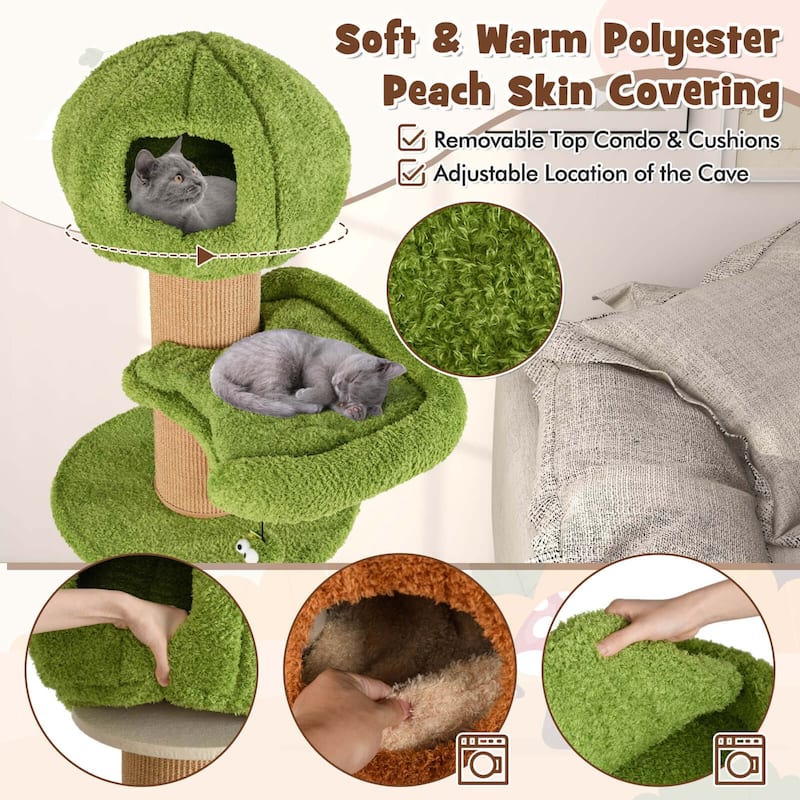 Costway 58" Mushroom Cat Tree for Indoor Cats with 2 Cute Condos Plush - See Details