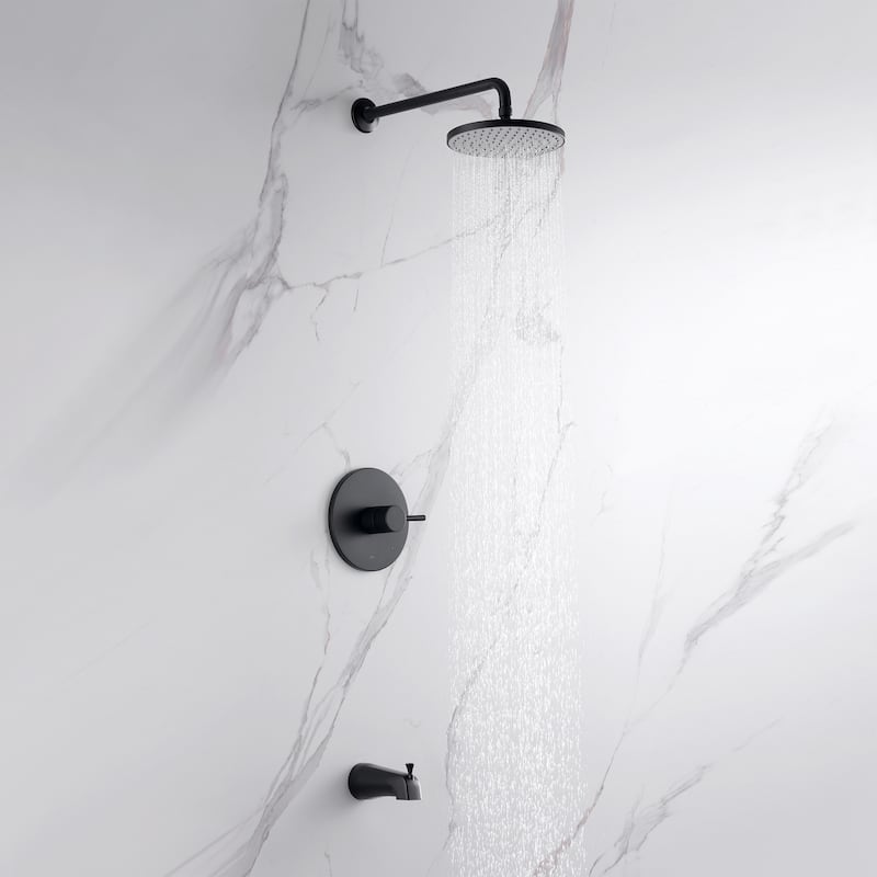 Luxier SS-C01 Single-Handle 1-Spray Tub and Shower Faucet with Valve - Matte Black