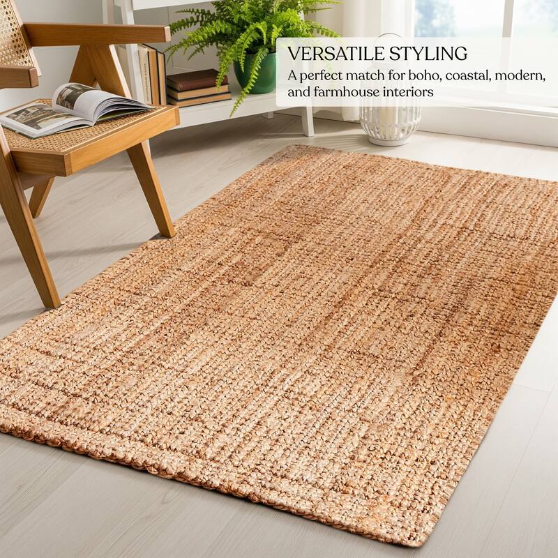 Delara Handwoven Boucle Area Rug, 100% Natural Texture & Lasting Durability for Modern High-Traffic Areas like Living Rooms