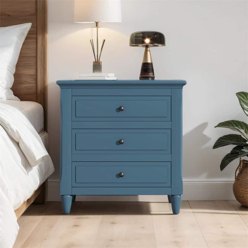Three-Drawer Nightstand Storage Wood Cabinet