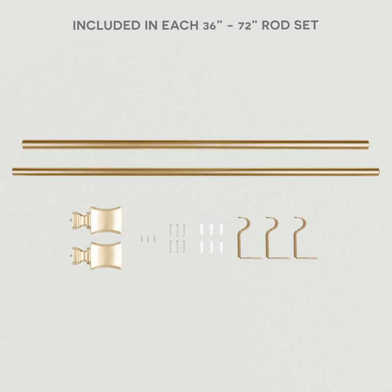 ATI Home Loran 1" Adjustable Window Curtain Rod and Finial Set