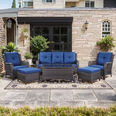 Pocassy Outdoor Sofa Chairs Table Ottoman