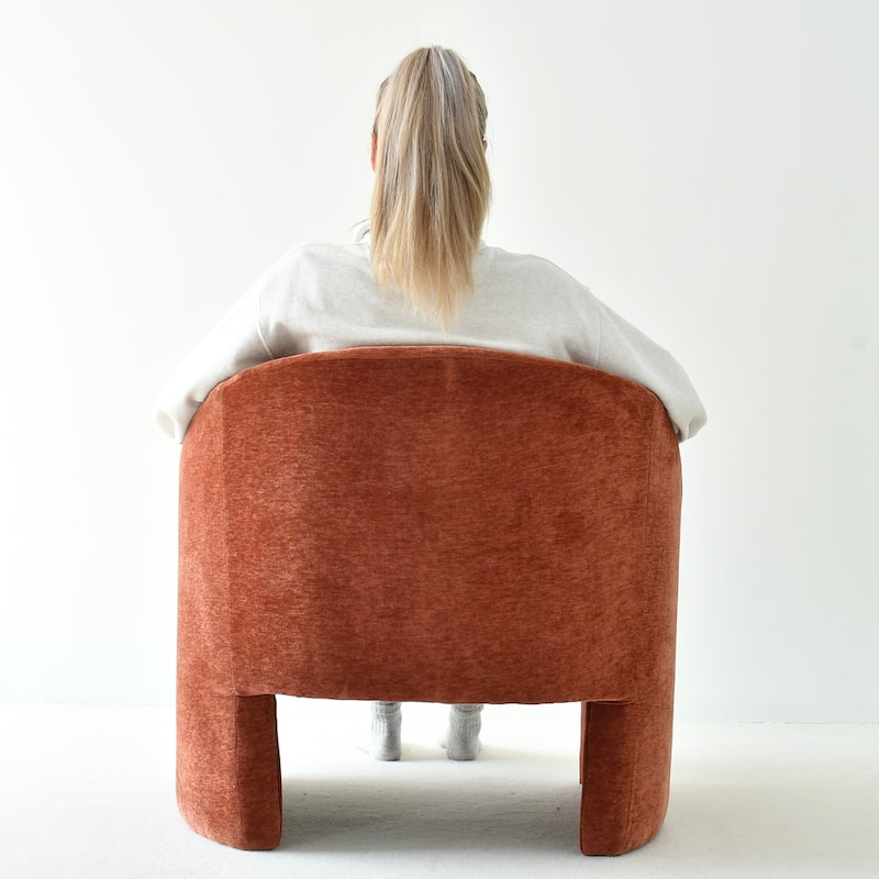 Chenille Upholstered Barrel Chair