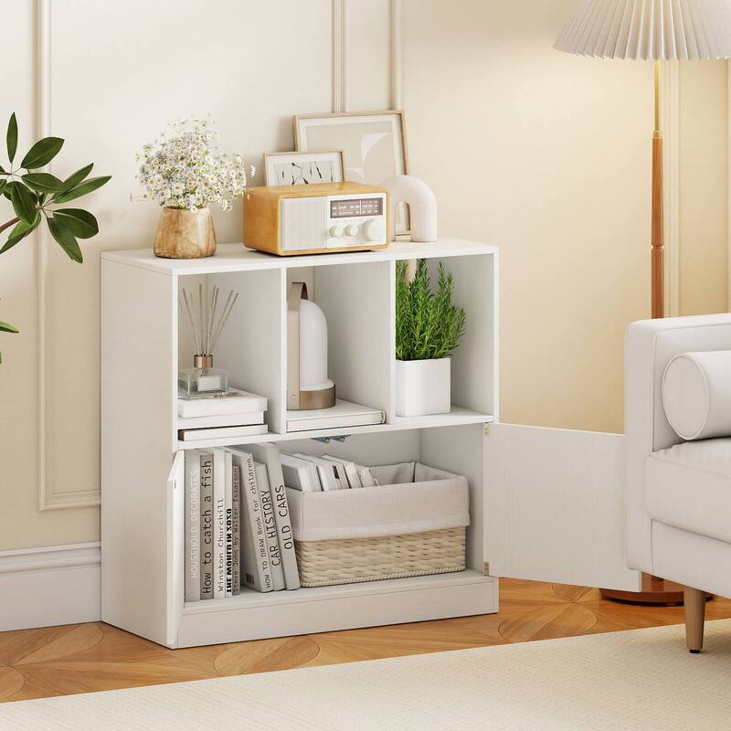 Costway 1/2 PCS Cube Bookcase with Doors, Open Compartments & Cabinet, - See Details