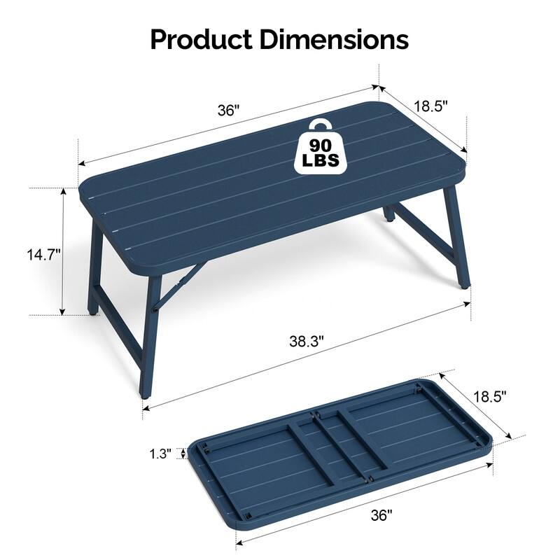 36 in. Folding Rectangle Metal Table,Outdoor Portable Picnic Table