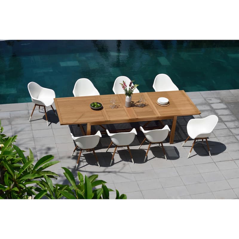 LifestyleGarden 9pc Teak Finish Outdoor Patio Dining Set - 9 Piece - Brown