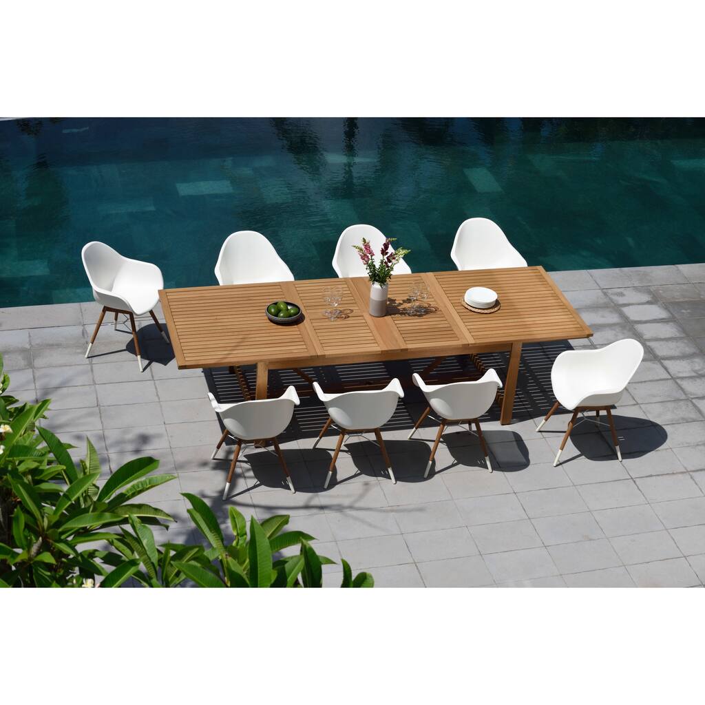 LifestyleGarden 9pc Teak Finish Outdoor Patio Dining Set - 9 Piece