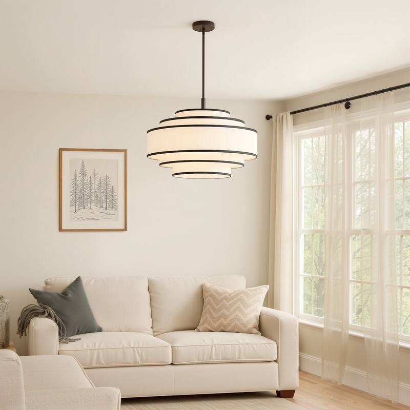 GetLedel 24" 5-Light Dimmable Tiered Drum Chandelier