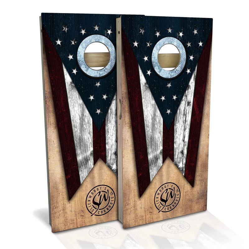 Ohio Flag Outdoor Cornhole Board Set - All-Weather 2x4 - Include Carrying Case