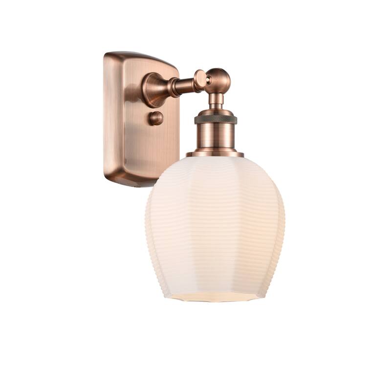Innovations Lighting 516-1W-10-6 Norfolk Sconce Norfolk 10" Tall Wall - Antique Copper / Matte White