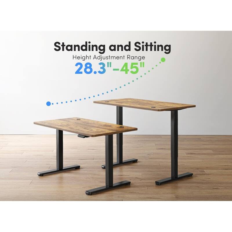 FEZIBO Electric Standing Desk, 63 x 24 Inches Height Adjustable Stand up Desk, Sit Stand Home Office Desk, Computer Desk