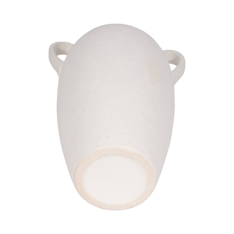 Sagebrook Home Neutral Stoneware White Textured Amphora Jug with Handles Vase